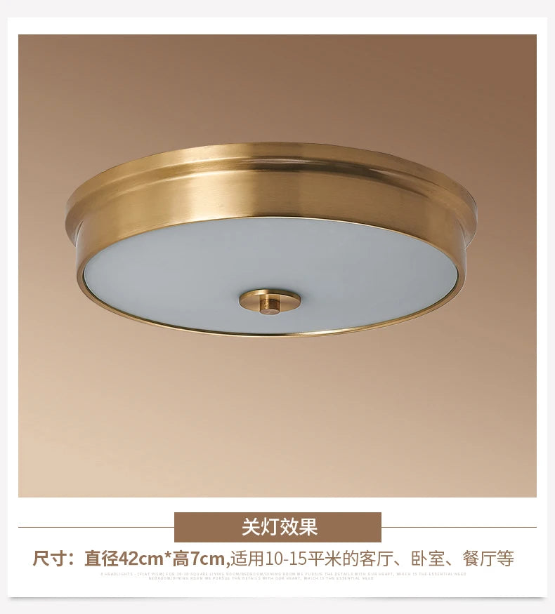 Nordic Modern Copper LED Ceiling Lights Fixtures Kitchen Hallway Balcony Round Ceiling Lamps Minimalist Lampara Gold Lighting
