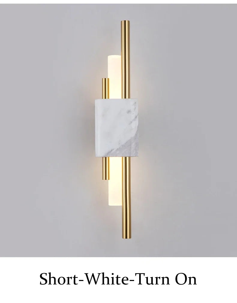 Luxury Green White Marble Wall Lamp Living Room Lobby Bedroom Golden Decor Bedside Sconce Hotel Aisle Staircase Led Light 6W