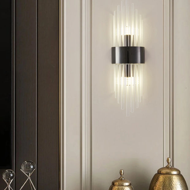 Gold/Black Stainless Steel Crystal Wall Sconce for Living Room, Bedroom, Kitchen Home Decor Lighting, G9 Light Source