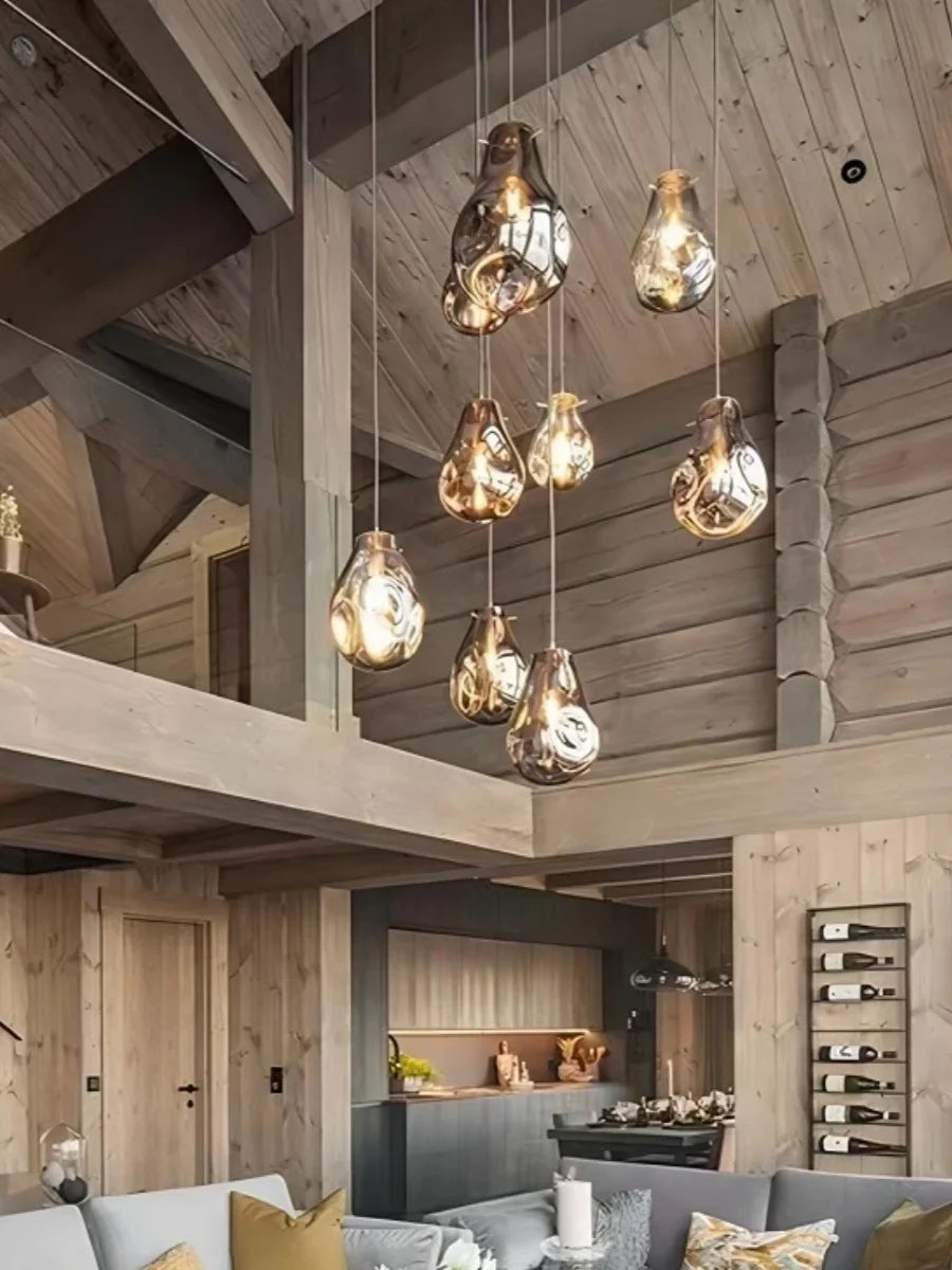 Designer Creative Stained Glass Single Chandeliers, Nordic Simple Bedside Cafe Dining Room Led Small Decorative Lighting