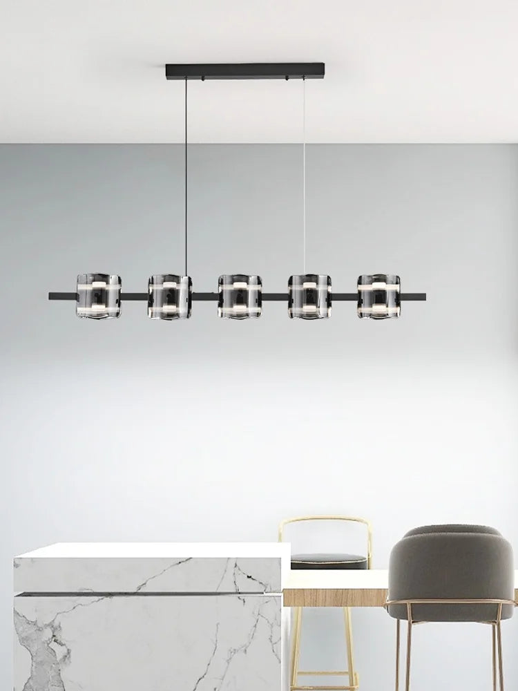 Modern Hanging Led Pendant Lights For Dining Room Kitchen Island long Bar Chandeliers decoration home decor Black light fixtures
