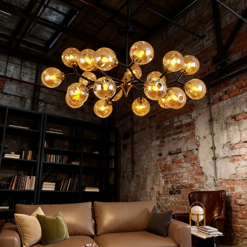 LED Glass Ball Chandelier Pendant Light for Indoor Decorative Lighting - Living Room Bedroom Dining Room