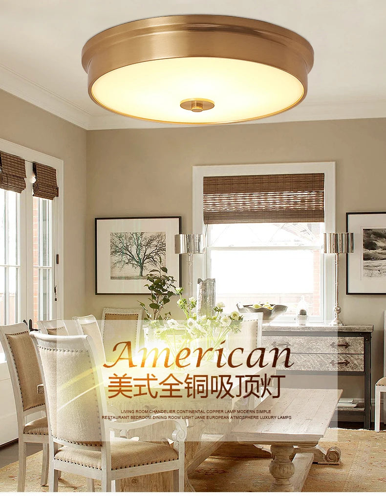 Nordic Modern Copper LED Ceiling Lights Fixtures Kitchen Hallway Balcony Round Ceiling Lamps Minimalist Lampara Gold Lighting