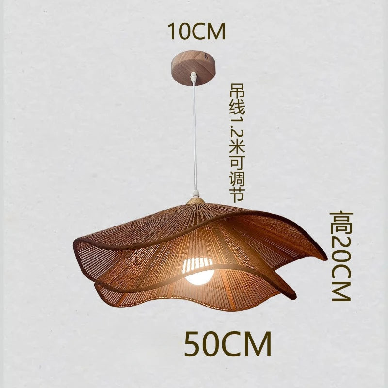 2024 new Chinese style hand-woven chandeliers tea room celebrity log hanging lamp for home decor living dining room furniture