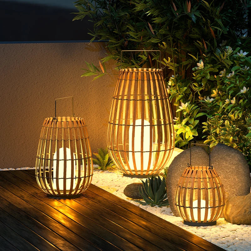 Solar Lights LED Floor Lamp Outdoor Waterproof Solar Energy Imitation Rattan Ambient Lamp Villa Gate Garden Courtyard lighting