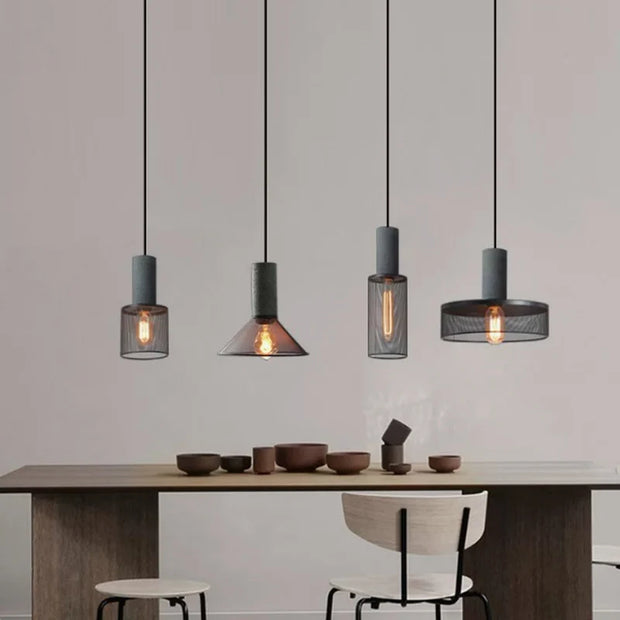 Vintage restaurant pendant light corridor cement column forged iron lampshade LED E27 coffee shop home decoration pendant light