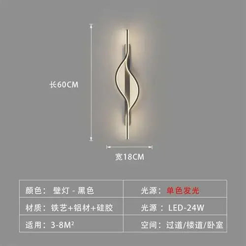 Minimalist Wall Lamp Living Room TV Background Wall Lamp Light Luxury Style Long Strip Lighting Line Bedroom Bedside Wall Lamp