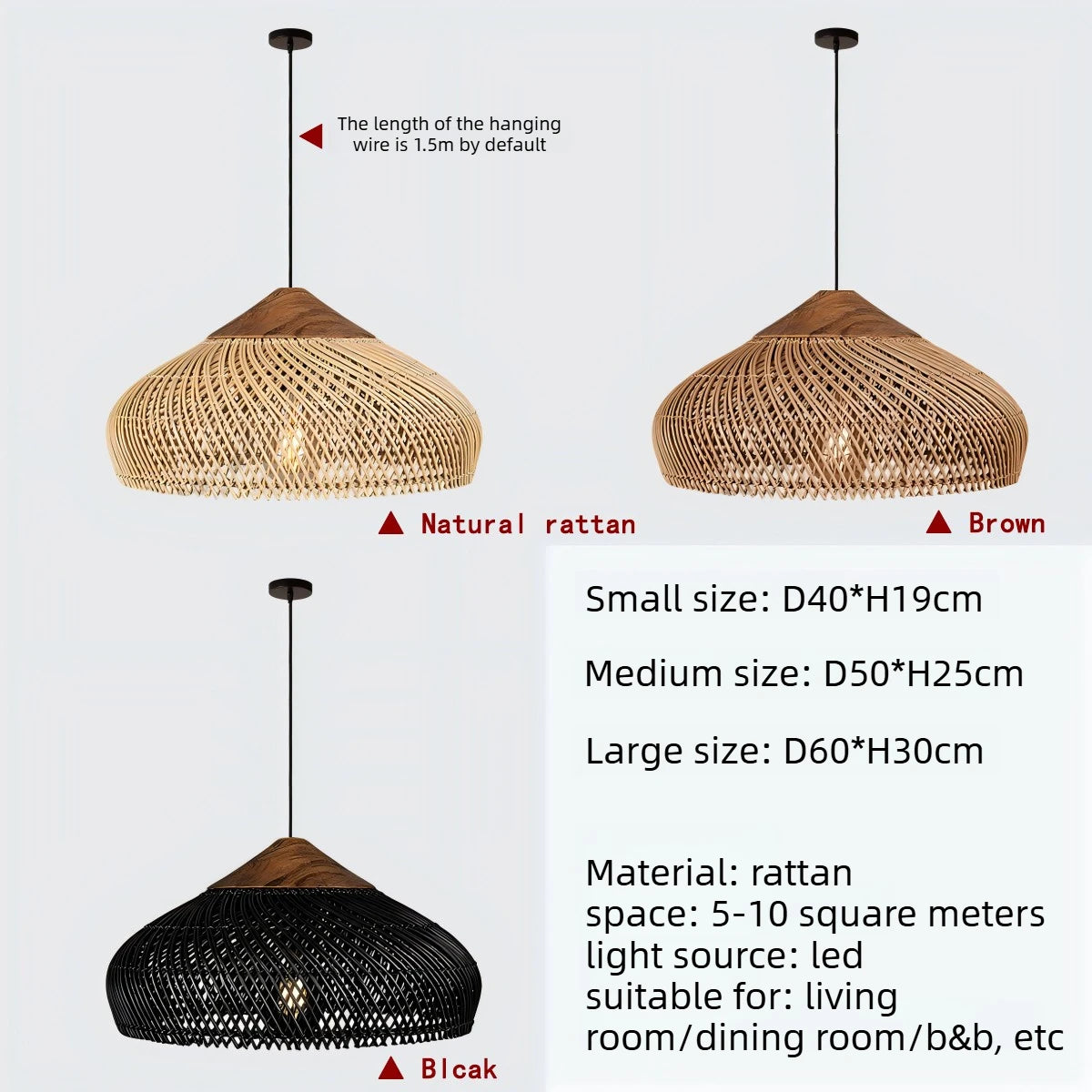 Japanese Wabi-Sabi Rattan Pendant Light - Hand-Woven E27 Boho Lamp for Restaurant Coffee Shop Dining Room Kitchen Island
