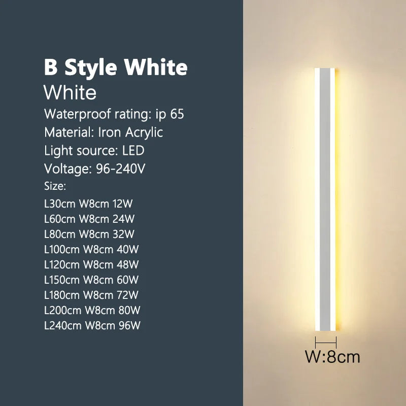 Outdoor waterproof wall lamp LED strip background wall lamp stair garden lamp living room bedroom bedside ip65 wall lights