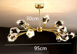 All-copper Molecular Long Crystal Chandelier Light Luxury Creative Post-modern Atmosphere Living Room LED Pendant Lights