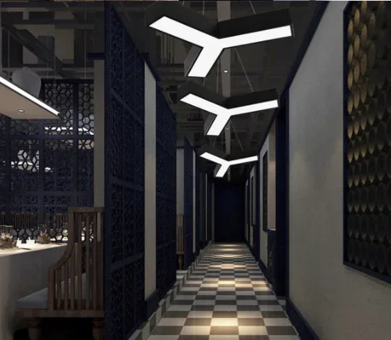 Creative Hexagonal Led Lamps Office Chandelier Round Simple Y-shaped splicing Special-Shaped Chandelier Gym Office Light