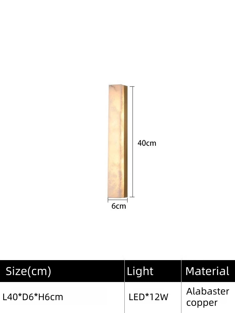 Nordic Hotel Bedroom Corridor Alabaster White Lampshade Strip Natural Marble Stone Wall Sconces Lights Indoor Copper Wall Lamps