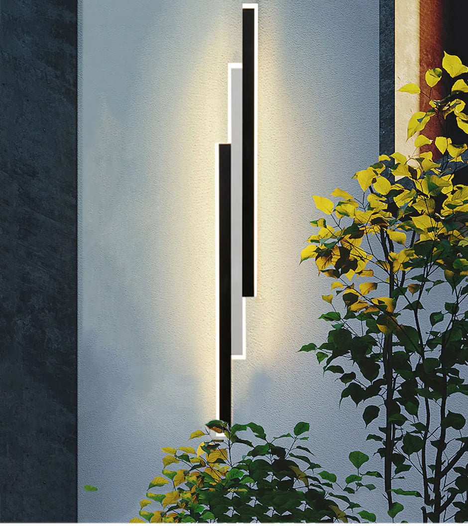 Outdoor Garden Wall Light Waterproof Long Strip Shape Lamp LED85v-265v Black&White Color Porch Lighting Fixture for Villa Garage