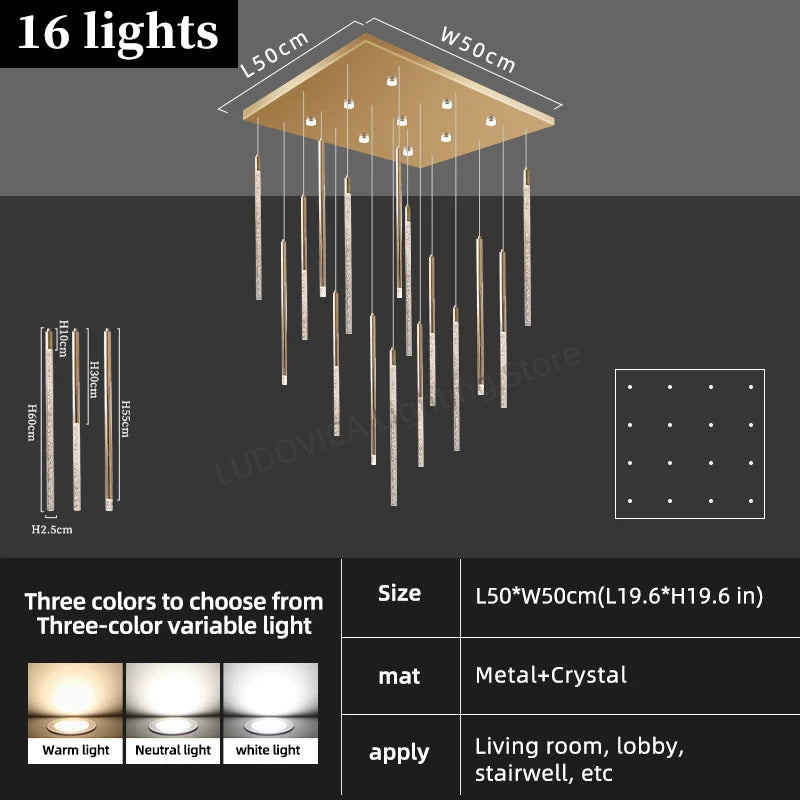 Hotel lobby LED Chandelier Villa hall Living room Crystal Chandeliers Customable High Ceilings Chandelier