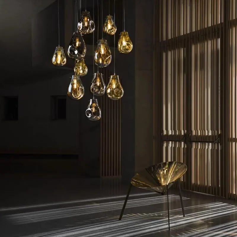 Designer Creative Stained Glass Single Chandeliers, Nordic Simple Bedside Cafe Dining Room Led Small Decorative Lighting