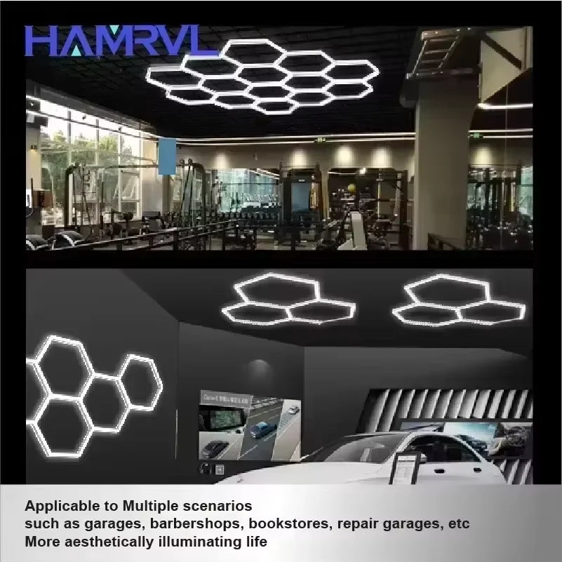 Diamond LED Ceiling Light Hexagonal Design Suitable for Garage Barber Shop Gym Exhibition Hall Ceiling Light Decoration Lighting