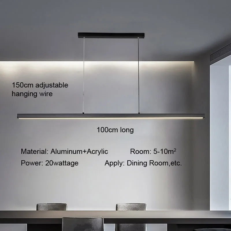 2026 LED Square Pendant Light For Dining Room Bedroom Living Room Home Loft Decor Modern Black Aluminum Hanging Lamp