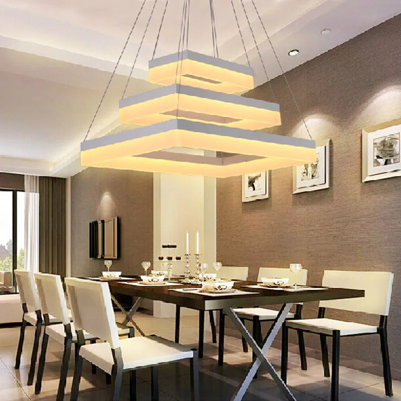Free Shipping Modern Led Pendant Lights for Dining Room Living Room Rectangle Acrylic Led Pendant Lamp Fixture Lamparas Modernas