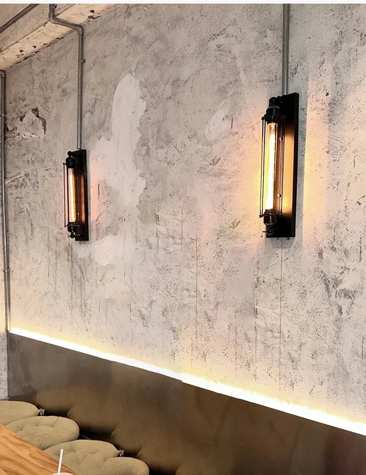 American Flute Wall Lamp Unique LOFT Restaurant Bar Grill Hallway Iron Wall Light Rustic Industrial Decor Edison Bulb Fixture