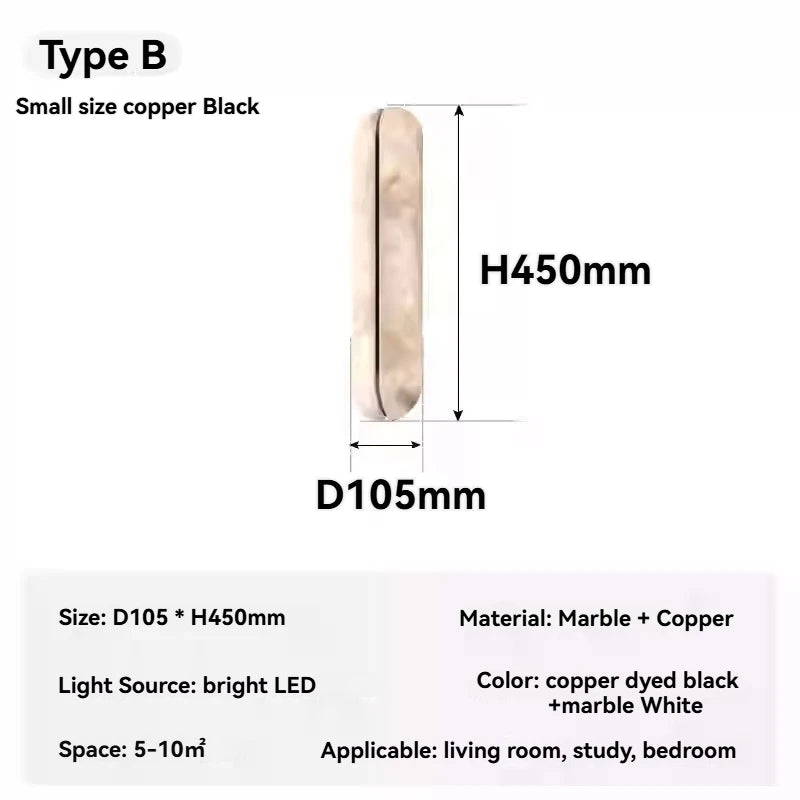 Italian Wall Lamp Natural Marble Bedside LED Light for Bedroom Villa Entryway Hallway Living Room Indoor Decorative Lighting