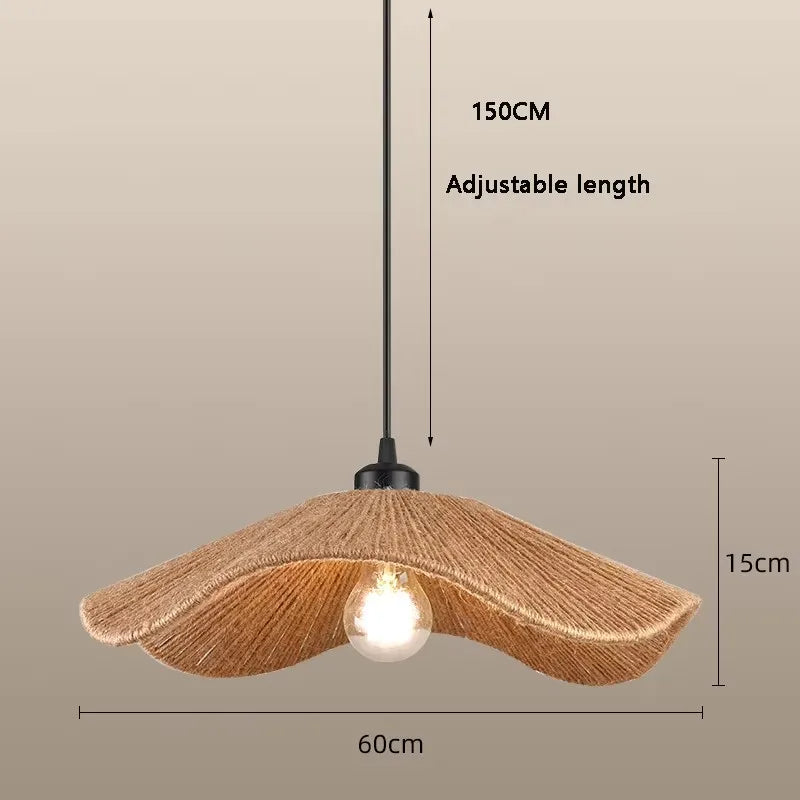 Handmade Woven Restaurant Pendant Light Hemp Rope Lights Bedroom Lamp Restaurant Japanese Style Room Decoration Pendant Lighting