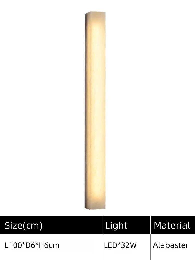 Nordic Hotel Bedroom Corridor Alabaster White Lampshade Strip Natural Marble Stone Wall Sconces Lights Indoor Copper Wall Lamps