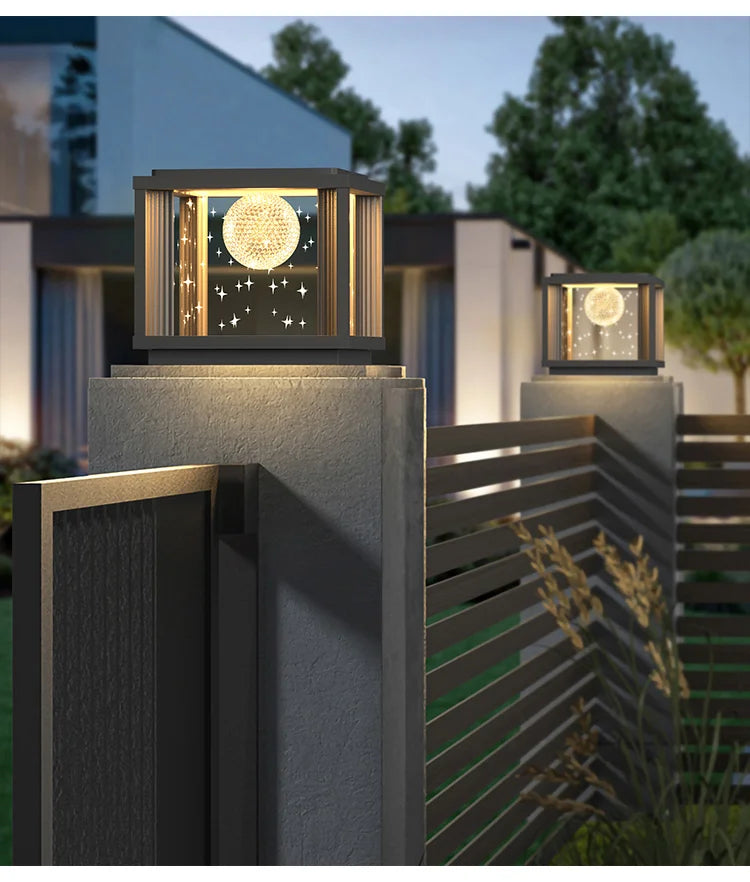 Solar Column Head Lamps Waterproof Courtyard Lamps Gate Pillar Lamps Wall Column Lamps Outdoor Villa Column Head Lamps