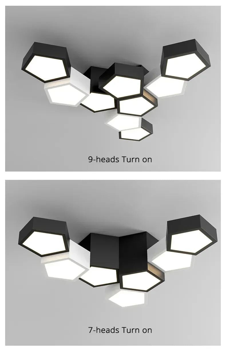 Nordic Designer Combination Honeycomb LED Indoor Ceiling Lamp,Remote Dimming Lustres Living Room Pendant Light Bedroom Decor