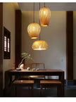 Japanese Chandelier Natural Bamboo Rattan Pendant Lights Handmade Weaving Hanging Lamps Wicker Shades E27 Lighting Suspension