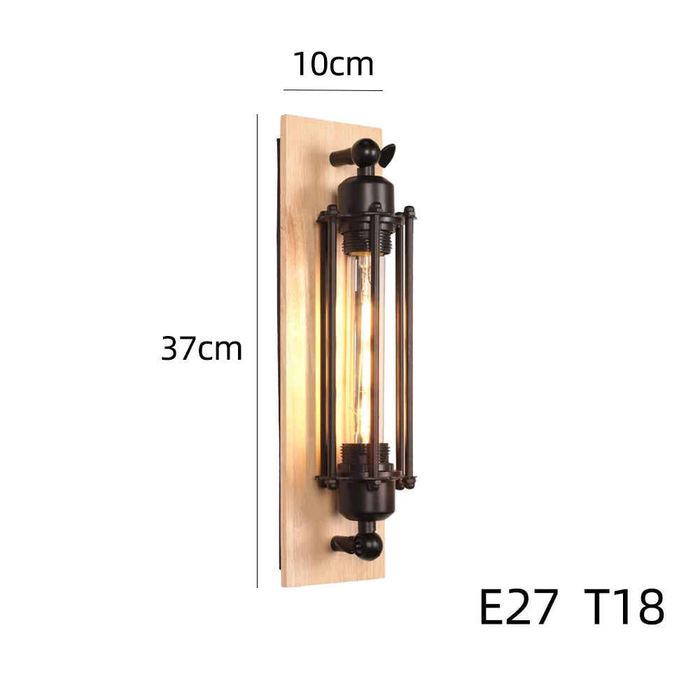 Retro Industrial Iron Wall Light Corridor Staircase Restaurant Loft Wall Sconce Bedroom Bedside Lamp Home Decor Indoor Lighting