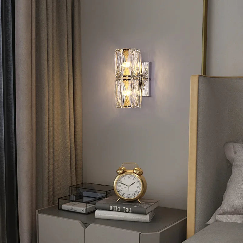 2025 Modern High-end Crystal Wall Light Nordic Living Room Bedroom Bedside Long Wall Lamp Hotel Villa Corridor Bracket Li