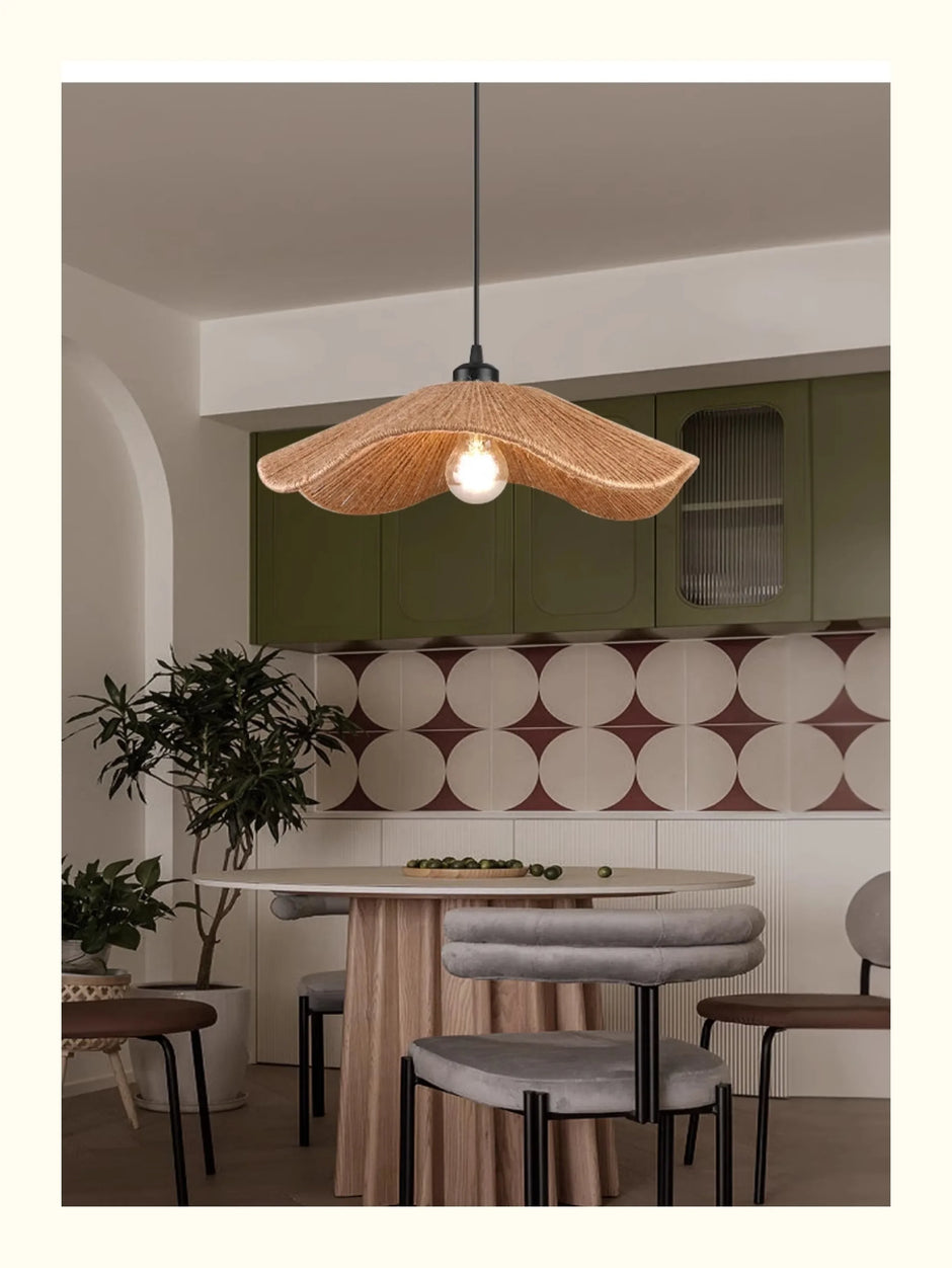 Handmade Woven Restaurant Pendant Light Hemp Rope Lights Bedroom Lamp Restaurant Japanese Style Room Decoration Pendant Lighting