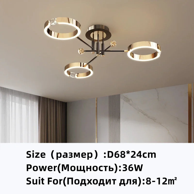 Modern Luxury Nordic Style Aluminum Circle Shaped LED Pendant Light Art Creative Lamp for Living Room Home Decoration Chandelier
