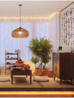 Japanese Wabi-Sabi Rattan Pendant Light - Hand-Woven E27 Boho Lamp for Restaurant Coffee Shop Dining Room Kitchen Island