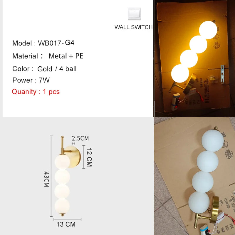 Nordic Wind Gourd Wall Lamp Minimalist LED Milky White Light For Living Room Study Bedroom Bedside Home Decoration Light Fixture