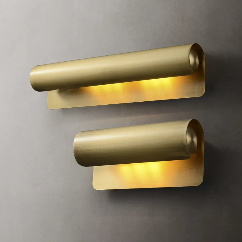 Post-Modern Designer Wall Lamp Minimalist Creative Living Room Hong Kong Style Light Luxury Copper Bedroom Decorative Wall Light