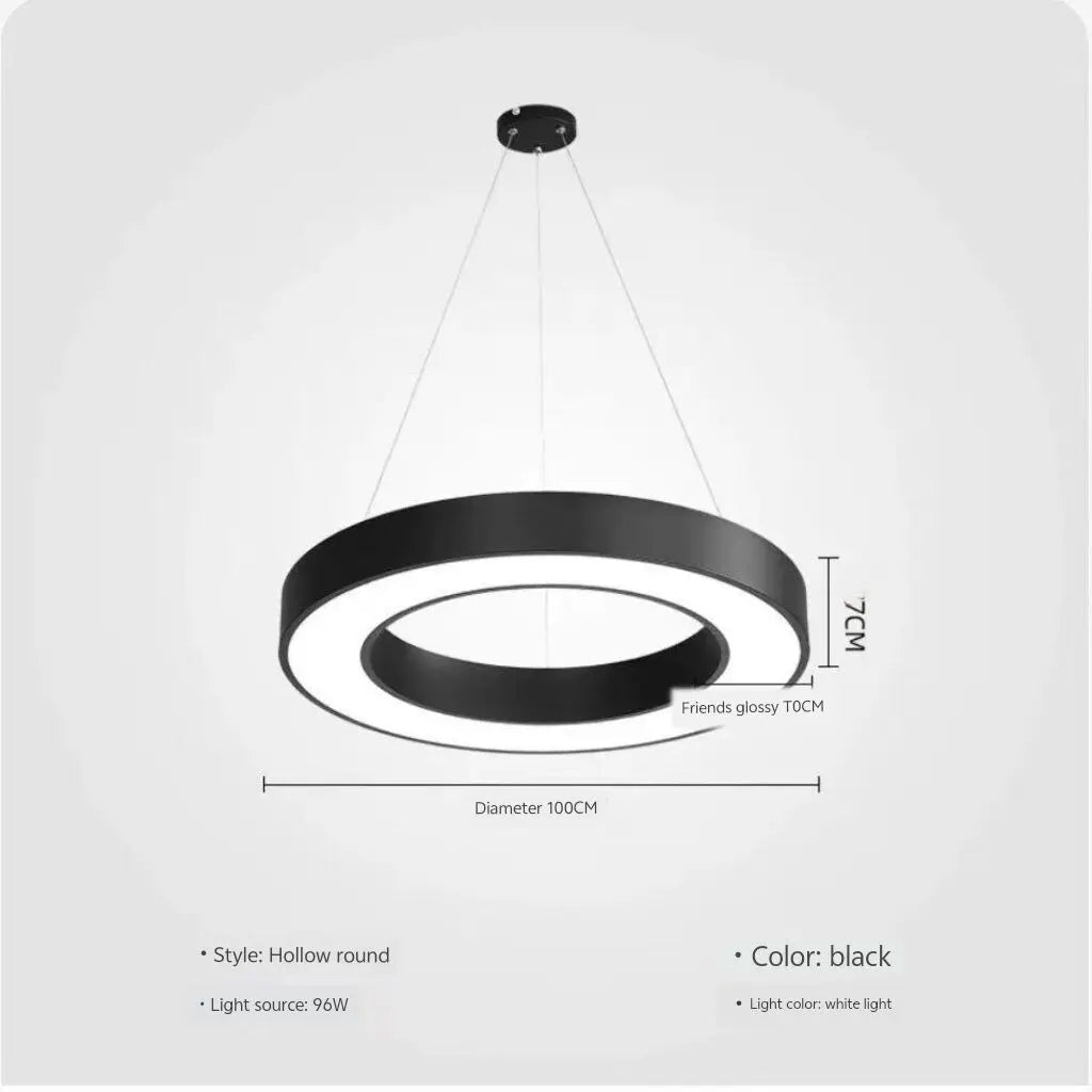 Modern minimalist geometric pendant lights, for dining room, gymnasium, LED hollow pendant lights, supermarket circular lights