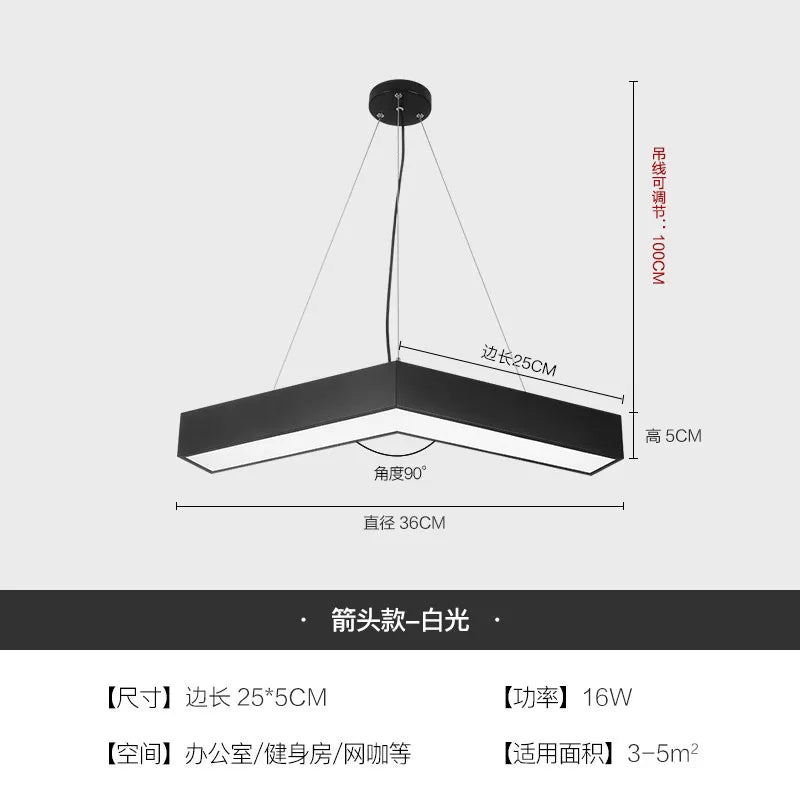 Arrow chandelier LED modeling light Office gym Internet cafe store Shopping mall corridor aisle V-shaped industrial wind light