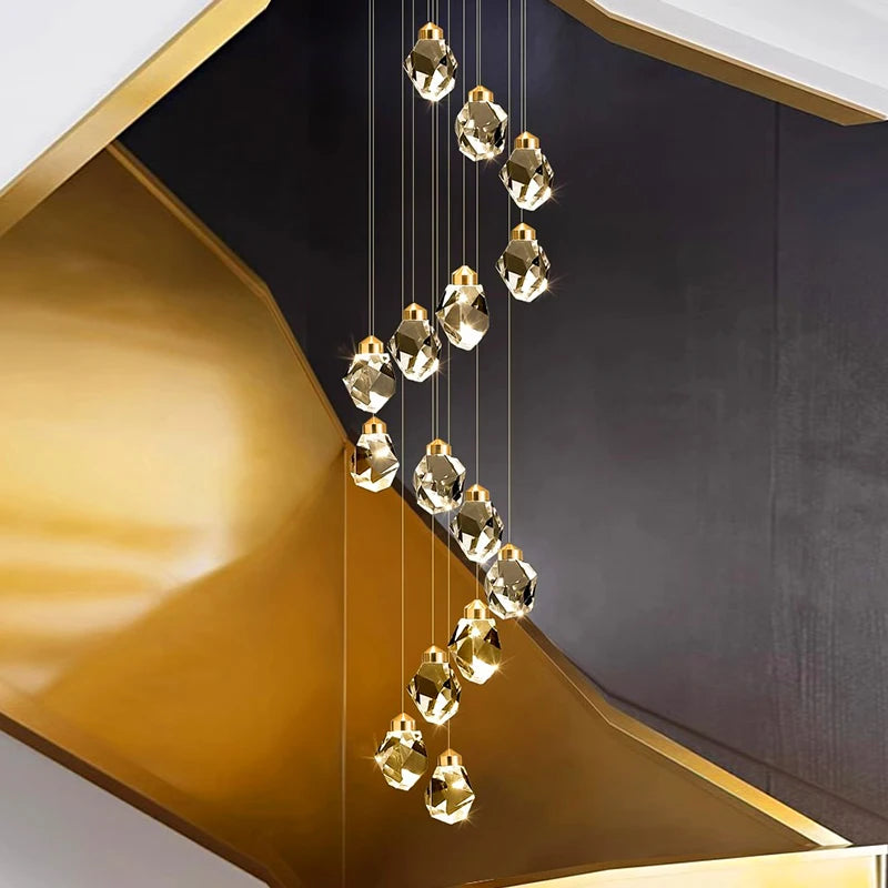 Modern home decoration crystal chandelier, stair Pendant lamp, living room Pendant lights, interior lighting