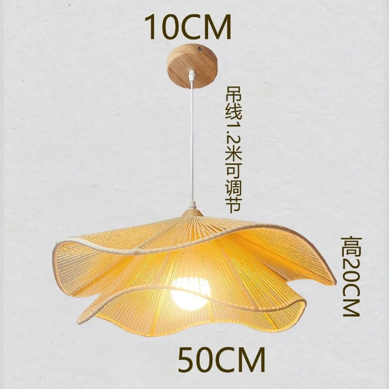 2024 new Chinese style hand-woven chandeliers tea room celebrity log hanging lamp for home decor living dining room furniture