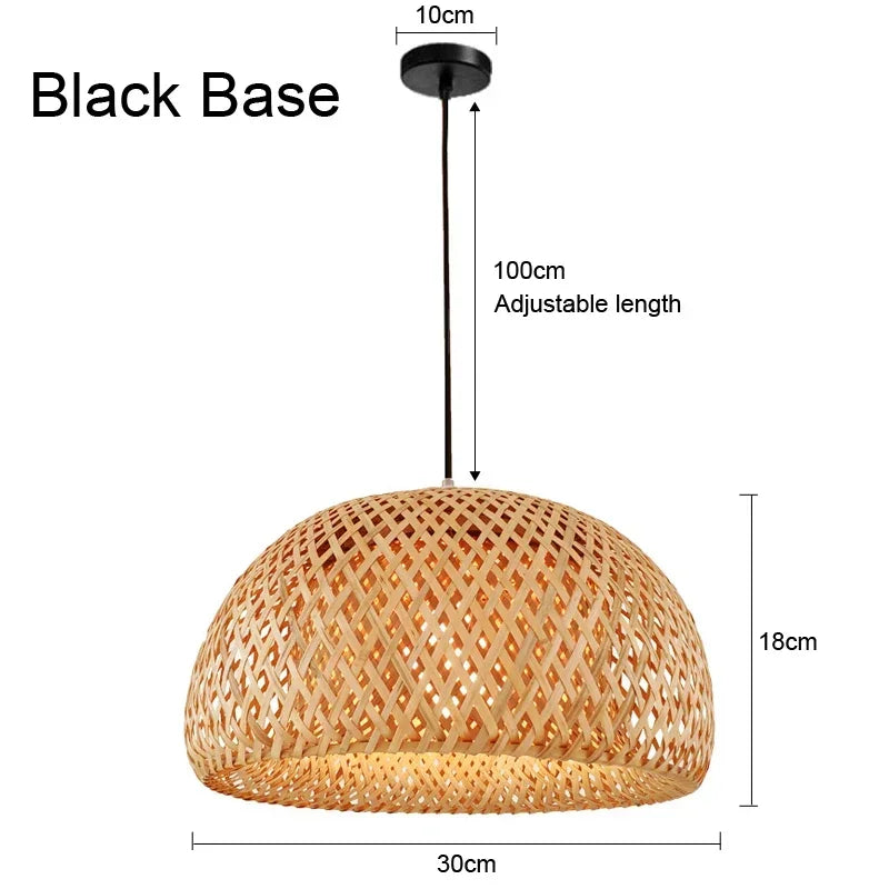 Japanese Chandelier Natural Bamboo Rattan Pendant Lights Handmade Weaving Hanging Lamps Wicker Shades E27 Lighting Suspension