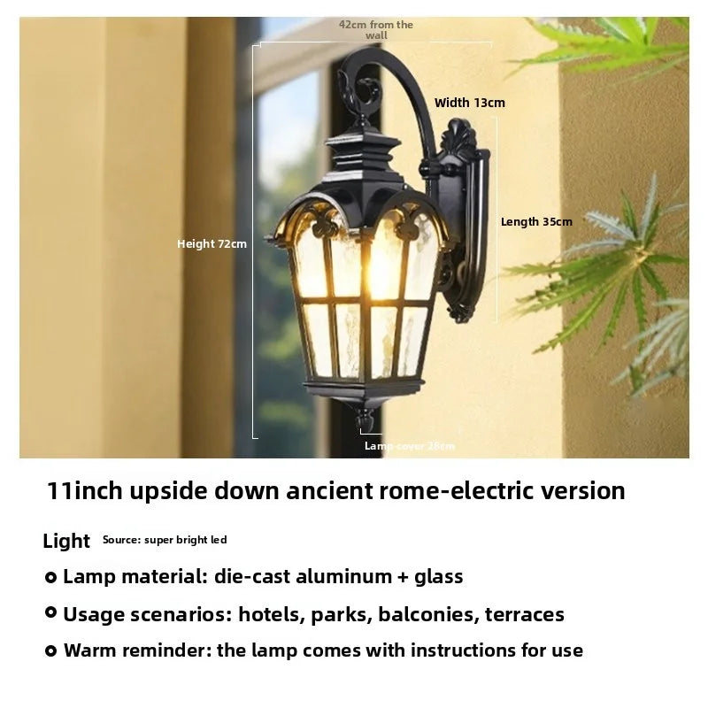 Outdoor Waterproof Wall Lamp For Garden Villa Gate Outdoor European-Style Courtyard Balcony Exterior Wall Lamp Retro Wall Lamp