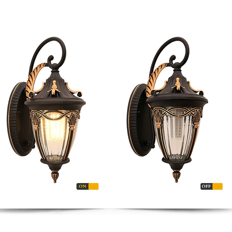 SANDIY Outdoor Wall Lights External Sconce Lamp LED Porch Luminaire Retro Balcony Patio Fence Lighting 220v 110v Glass Latern