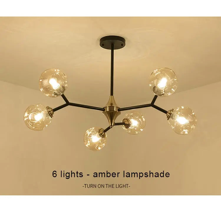 Nordic Glass Ball Lamp Modern Led Ceiling Chandelier Living Room Bedroom Kitchen Dining Room Home Decor Pendant Light Fixture