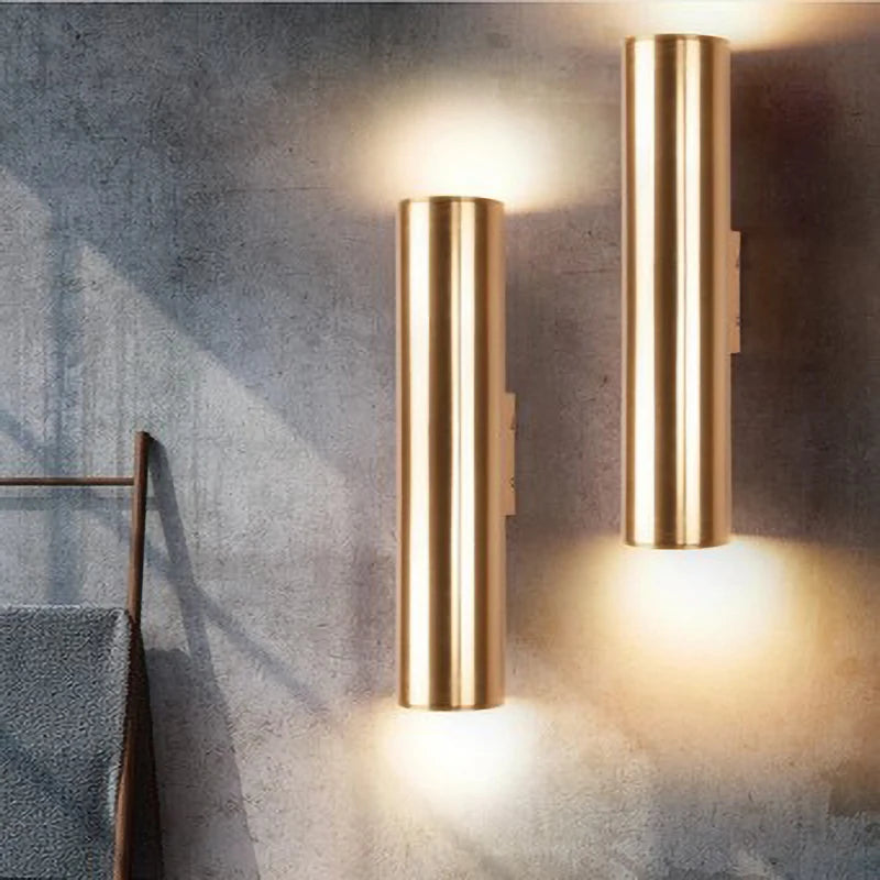 Modern Gold Pipe Wall Lamps Tube Light Home Decor Bathroom Bedroom Lamp Wall Sconces Led Mirror Light Loft Background lighting