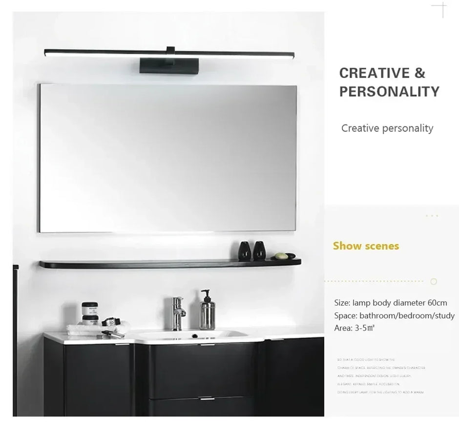 Modern LED Vanity Mirror Wall Light for Bathroom Makeup Mirror Headlamp Indoor Lighting Fixture Sconce Decor