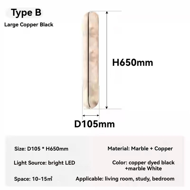 Italian Wall Lamp Natural Marble Bedside LED Light for Bedroom Villa Entryway Hallway Living Room Indoor Decorative Lighting