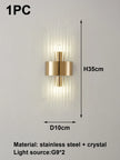 Gold/Black Stainless Steel Crystal Wall Sconce for Living Room, Bedroom, Kitchen Home Decor Lighting, G9 Light Source