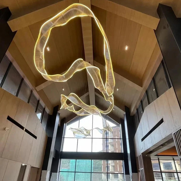 Hotel Living Room Hanging Led Chandelier Hotel Restaurant Large Led Chandelier Modern Pendant Light Glass Lights Lobby