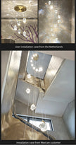 Nordic Crystal Chandelier for Living Room Villa Ceiling Chandeliers Duplex Loft Hanging Lamps Stairscase Suspended Pendant Lamps